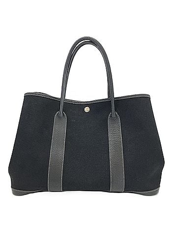 Hermès Hermes Garden PM36 Tote Bag, Black Canvas Leather (view 1)