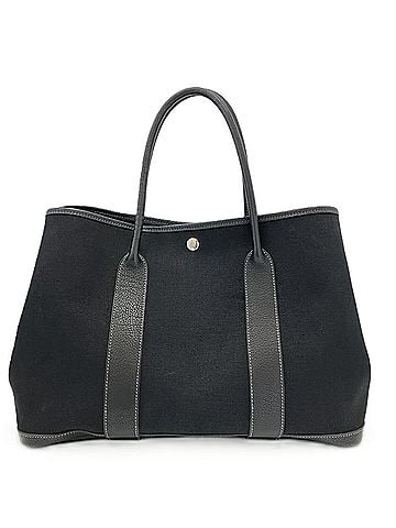 Hermès Hermes Garden PM36 Tote Bag, Black Canvas Leather (view 2)