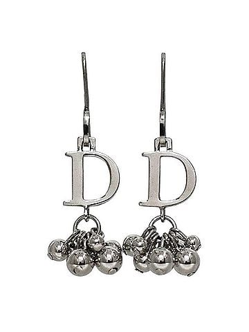 Christian Dior Christian Dior earrings, metal, silver, women's, metal findings. (view 1)