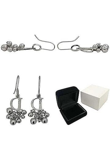Christian Dior Christian Dior earrings, metal, silver, women's, metal findings. (view 2)