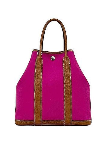 Hermès Hermes Garden File PM Tote Bag, Pink, Brown, Rose Purple, Gold Palladium Hardware, Negonda Leather, Toile Military, Z Stamp, HERMES P Hardware (view 2)