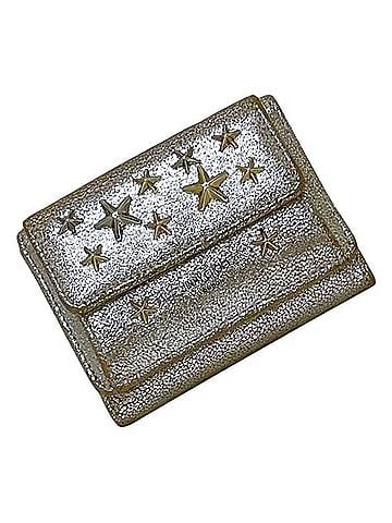 Jimmy Choo Jimmy Choo Tri-fold Wallet, Gold, Multi-Star Design, J000160385001, Star Pattern, Leather, Studs, F12WFF, JIMMY CHOO, Compact (view 2)