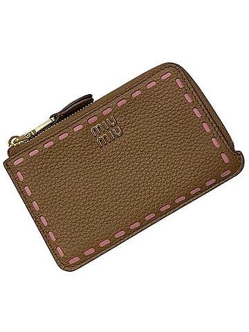 Miu Miu Miu Miu Miu Coin Case Card Holder Small Purse 5MB066_2IIB_F05G0 IC Tag Compatible miu Leather Moire Brown Women's Wallet L-shaped (view 1)