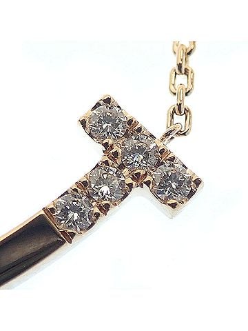 Tiffany & Co. Tiffany &amp; Co. T Smile Necklace, Medium, Women's, Diamond, 0.19ct, 5.7g, 18K Pink Gold 750, Item No. 74957218 (view 2)