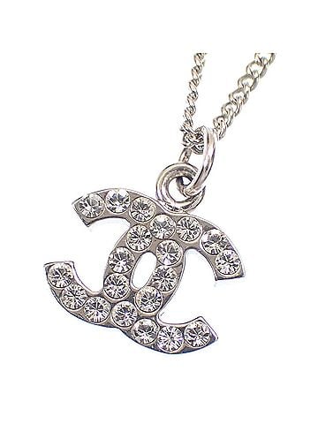 Chanel Chanel Coco Mark Necklace for Women, Rhinestone Metal, Silver Color, 06V C223204 (view 1)