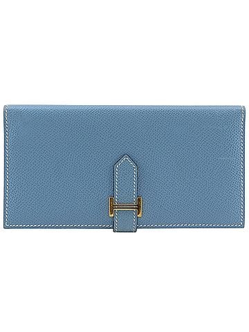 Hermès Hermes Bearn Classic Long Wallet, Veau Epsom Leather, 2005 Model, Light Blue, ?I Belt Buckle, Unisex (view 1)
