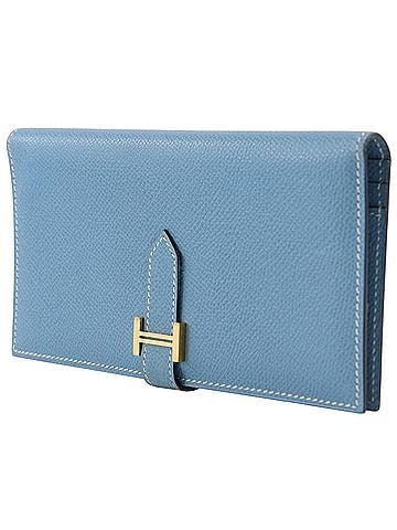 Hermès Hermes Bearn Classic Long Wallet, Veau Epsom Leather, 2005 Model, Light Blue, ?I Belt Buckle, Unisex (view 2)