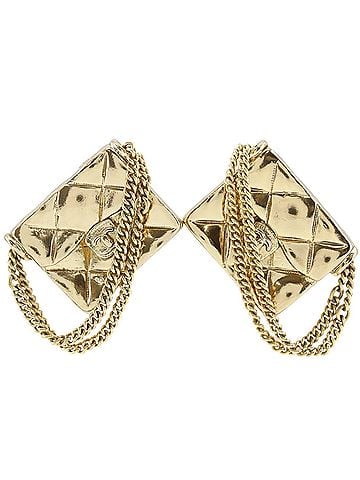 Chanel Chanel Matelasse bag motif earrings, gold plated, 2002, 02P, approx. 25.0g, women's. (view 1)