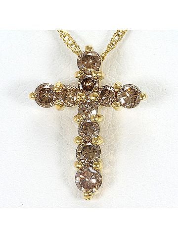 Unbranded 18K (18-karat) Yellow Gold Necklace with Brown Diamond (0.50ct), Total Weight 1.7g, 40cm Length, Jewelry (view 1)