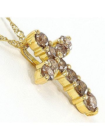 Unbranded 18K (18-karat) Yellow Gold Necklace with Brown Diamond (0.50ct), Total Weight 1.7g, 40cm Length, Jewelry (view 2)