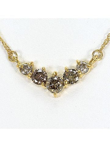 Unbranded 18K (18-karat) Yellow Gold Necklace with Brown Diamond (0.3ct), Total Weight 1.4g, 42cm, Jewelry (view 1)