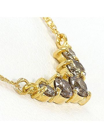 Unbranded 18K (18-karat) Yellow Gold Necklace with Brown Diamond (0.3ct), Total Weight 1.4g, 42cm, Jewelry (view 2)