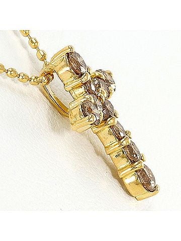 Unbranded 18K (18-karat) Yellow Gold Necklace with Brown Diamond (0.50ct), Total Weight 2.4g, 45cm, Jewelry (view 2)