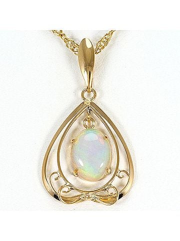 Unbranded 18K (18-karat) Yellow Gold Necklace with Opal, Total Weight 2.5g, 40cm, Jewelry (view 1)