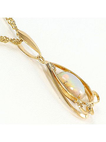 Unbranded 18K (18-karat) Yellow Gold Necklace with Opal, Total Weight 2.5g, 40cm, Jewelry (view 2)