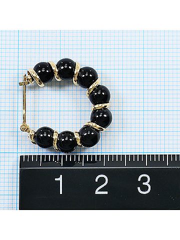 Unbranded 18K (18-karat) Yellow Gold (YG) Earrings with Onyx, Total Weight 5.9g, Jewelry (view 2)