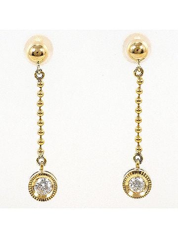 Unbranded 18K (18-karat) Yellow Gold (YG) Earrings with 0.08ct Diamonds, Total Weight 1.4g, Jewelry (view 1)