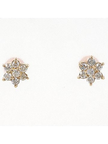 Unbranded 18K (18-karat gold) Pink Gold Earrings with 0.15ct Diamonds, Total Weight 0.6g, Jewelry (view 1)