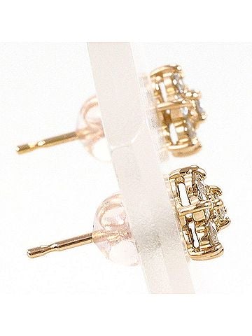 Unbranded 18K (18-karat gold) Pink Gold Earrings with 0.15ct Diamonds, Total Weight 0.6g, Jewelry (view 2)