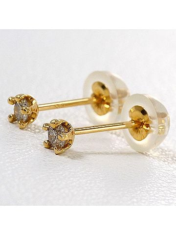 Unbranded 18K (18-karat) Yellow Gold (YG) Earrings with 0.05ct Diamonds, Total Weight 0.2g, Jewelry (view 1)