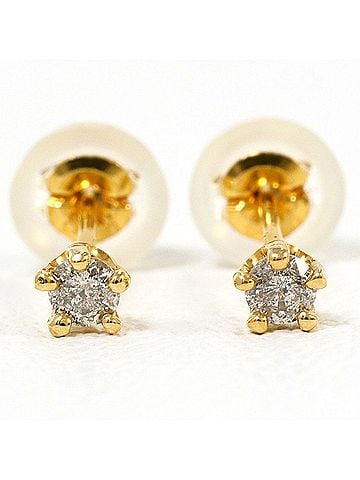Unbranded 18K (18-karat) Yellow Gold (YG) Earrings with 0.05ct Diamonds, Total Weight 0.2g, Jewelry (view 2)