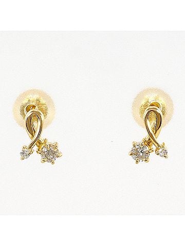 Unbranded 18K (18-karat) Yellow Gold Earrings with 0.06ct Diamonds, Total Weight 0.4g, Jewelry (view 1)