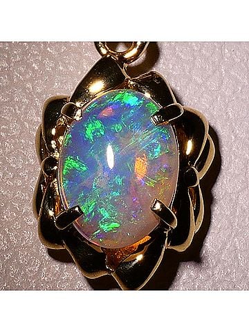 Unbranded 18K (18-karat) Yellow Gold Necklace with 0.355ct Opal, Card Included, Total Weight 3.3g, 40cm, Jewelry (view 2)