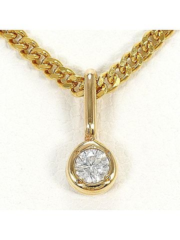 Unbranded 18K (18-karat) Yellow Gold Necklace with Diamond (carat weight not stamped), Card included, Total 4.1g, 40cm, Jewelry (view 1)