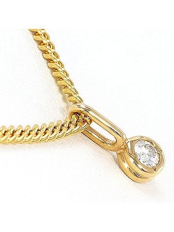 Unbranded 18K (18-karat) Yellow Gold Necklace with Diamond (carat weight not stamped), Card included, Total 4.1g, 40cm, Jewelry (view 2)