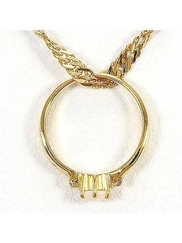 Unbranded 18K (18-karat) Yellow Gold Necklace with Opal and Diamond (carat mark not specified). Includes card. Total weight 3.7g. 50cm length. Jewelry. (view 1)