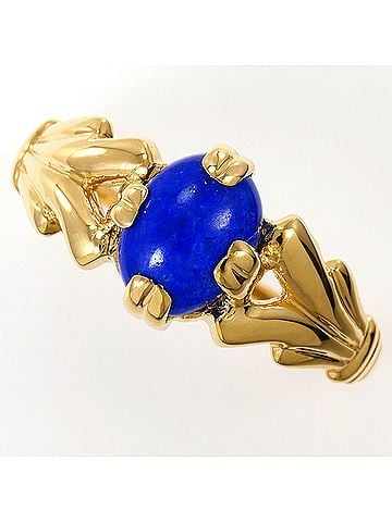 Unbranded 18K (18-karat) Yellow Gold Ring with Lapis Lazuli Card, Total Weight 3.2g, Jewelry (view 1)