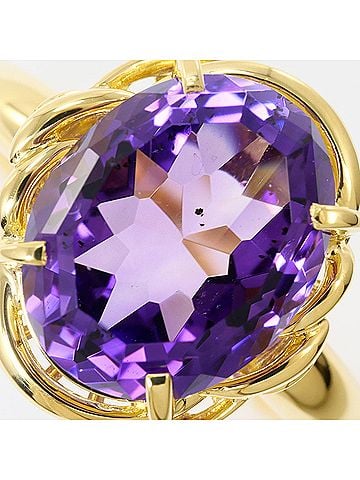 Unbranded 18K (18-karat) Yellow Gold Ring with Amethyst Card, Total Weight 6.3g, Jewelry (view 2)