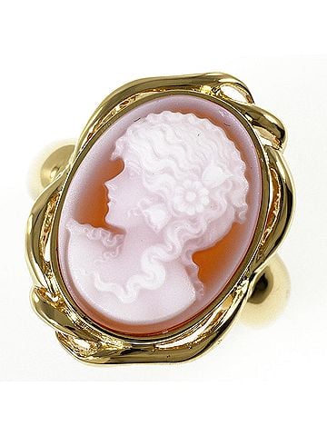 Unbranded 18K (18-karat) Yellow Gold Ring with 1 Stone Cameo Card, Total Weight 5.4g, Jewelry (view 1)