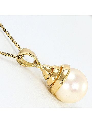 Unbranded 18K (18-karat) Yellow Gold Necklace with Imitation Pearls, Total Weight 6.0g, 40cm, Jewelry (view 2)