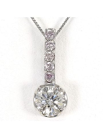 Unbranded PT900 Platinum PT850 Necklace with Diamond and Pink (VVS1 clarity), Certificate of Authenticity, Total Weight 2.1g, 40cm Length, Jewelry (view 1)
