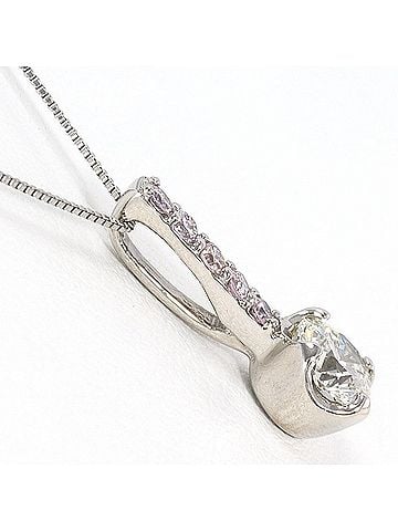 Unbranded PT900 Platinum PT850 Necklace with Diamond and Pink (VVS1 clarity), Certificate of Authenticity, Total Weight 2.1g, 40cm Length, Jewelry (view 2)