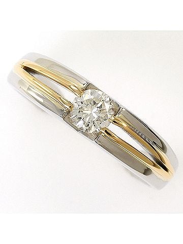 Unbranded PT900 Platinum 18K Yellow Gold Ring with 0.30ct Diamond, Total Weight 6.5g - Jewelry (view 1)