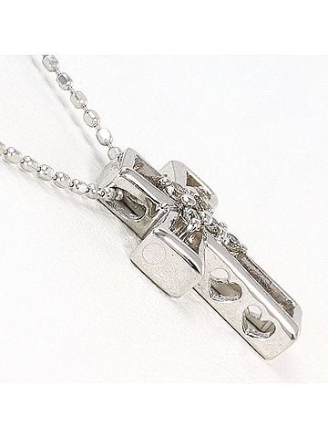 Unbranded 18K (18-karat white gold) necklace with 0.06ct diamond, total weight 2.5g, 40cm length, jewelry. (view 2)