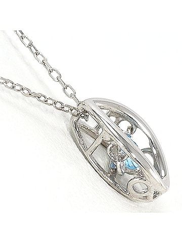 Unbranded K10 10K WG White Gold Necklace with 0.05ct Blue Topaz, Total Weight 0.8g, 40cm, Jewelry (view 2)