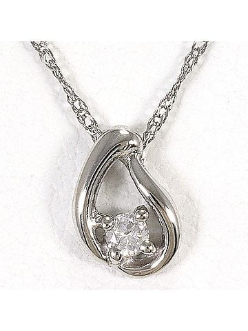 Unbranded 18K (18-karat white gold) necklace with 0.03ct diamond, total weight 0.9g, 45cm length. Jewelry. (view 1)