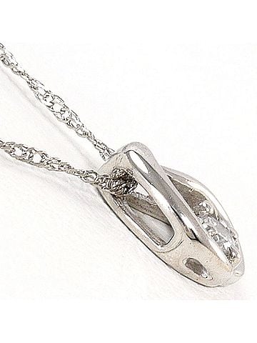 Unbranded 18K (18-karat white gold) necklace with 0.03ct diamond, total weight 0.9g, 45cm length. Jewelry. (view 2)