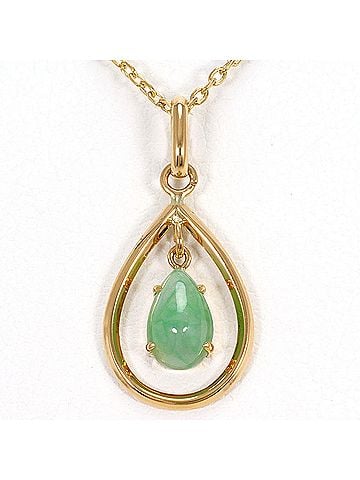 Unbranded 18K (18-karat) Yellow Gold Necklace with Jadeite, Total Weight 2.3g, 40cm, Jewelry (view 1)