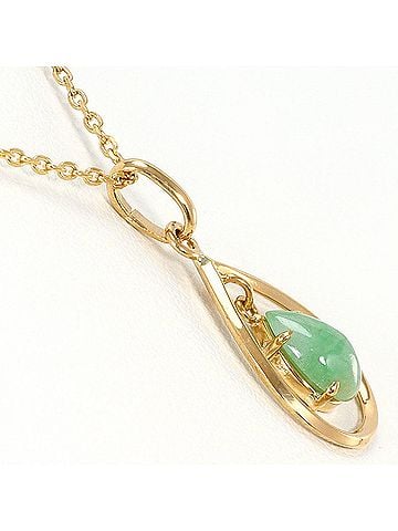 Unbranded 18K (18-karat) Yellow Gold Necklace with Jadeite, Total Weight 2.3g, 40cm, Jewelry (view 2)