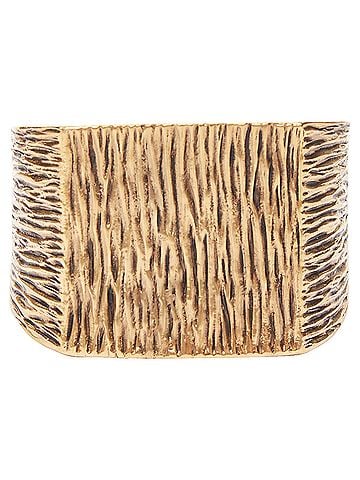 Saint Laurent Saint Laurent gold tone bark wood textured square cuff bangle (view 2)