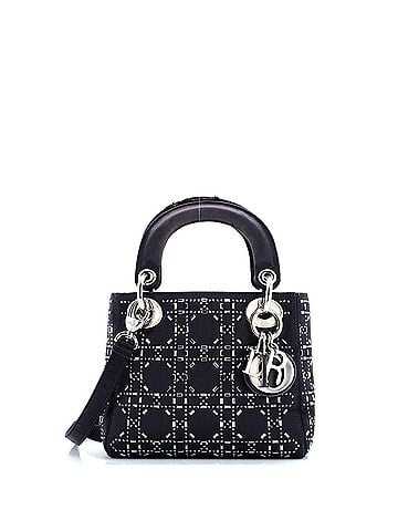 Christian Dior Lady Dior Bag Crystal Embellished Cannage Quilt Satin Mini (view 1)