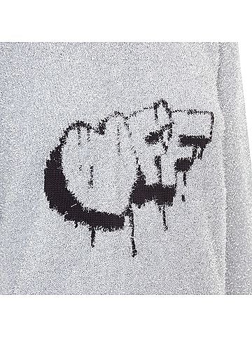 OFF-WHITE Off White Virgil Abloh silver lurex graffiti wide sweater (view 2)