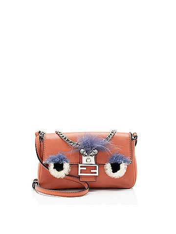 Fendi Fendi Nappa Leather Fox Fur Crystal Micro Buggie Baguette Bag (view 1)