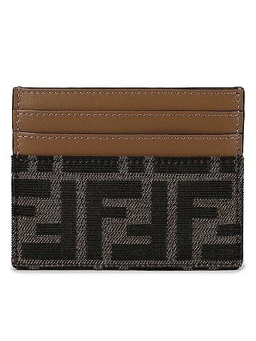 Fendi Brown Ff Jacquard Fabric Flat Card Wallet (view 1)