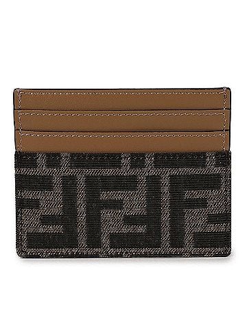 Fendi Brown Ff Jacquard Fabric Flat Card Wallet (view 2)