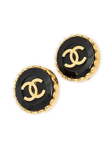 Chanel CC Enamel Button Clip On Earrings (view 1)